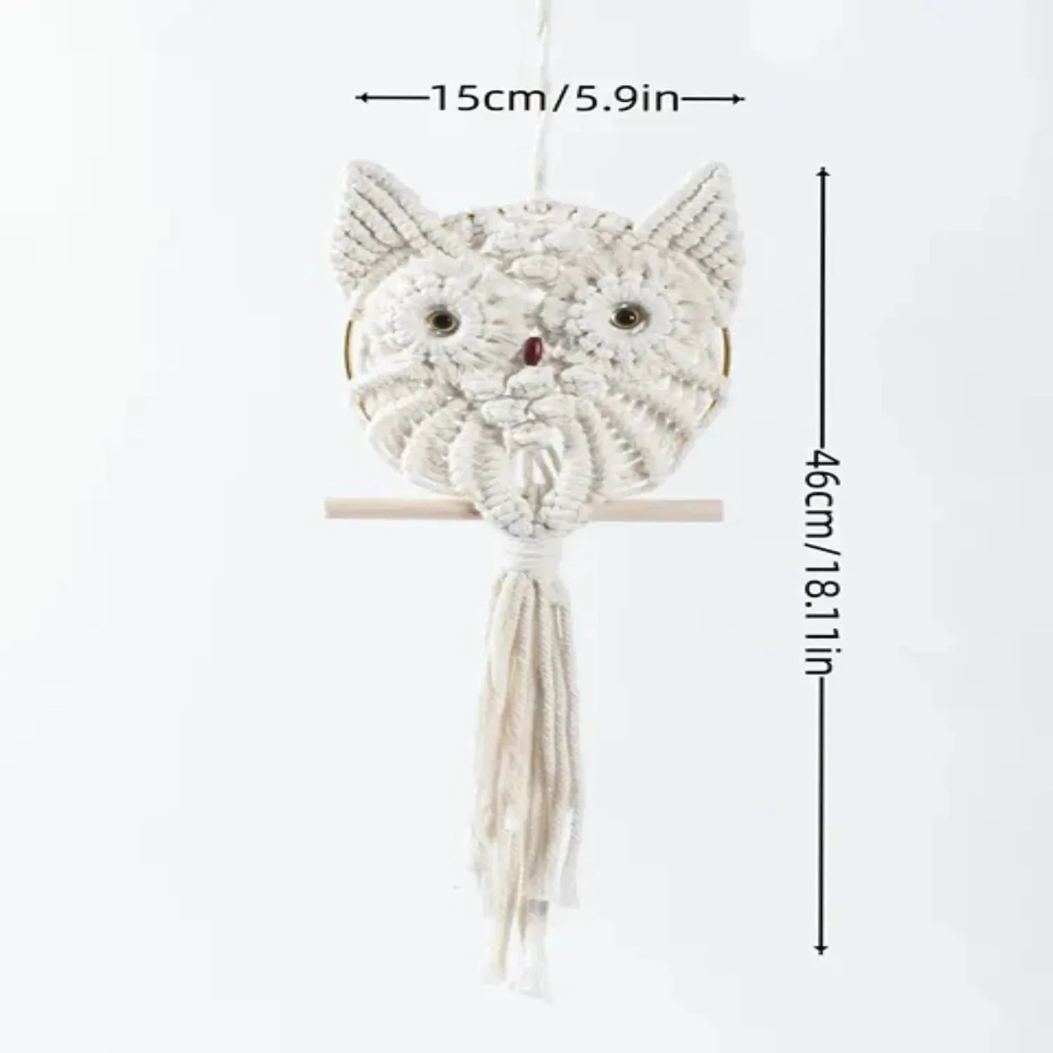 Hand-Woven Owls Dreamcatcher Ornament Arts Cotton Macrame Wall Hanging Tapestry DIY Owl Animal Tapestry Room  Decoration Bells