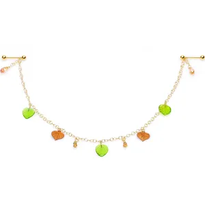Handcrafted Gold Tone Anodized Leaves of Fall Nipple Chain