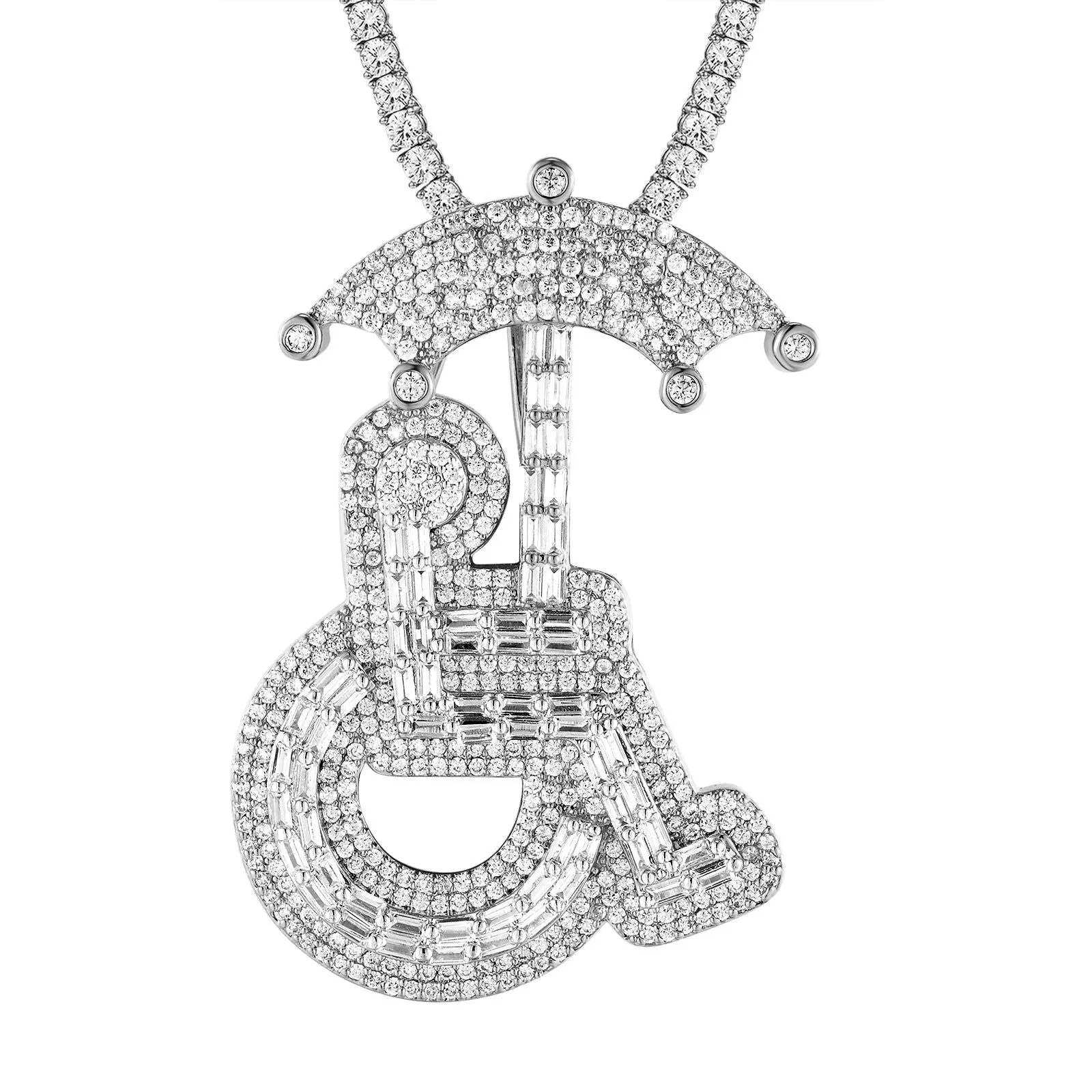 Handicap Sign Baguette Men's Custom Icy Rapper Style Pendant