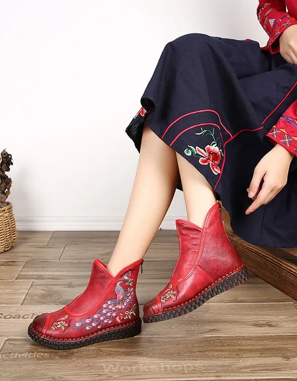 Handmade Leather Ethnic Style Embroidery Boots