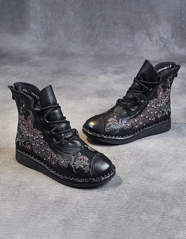 Handmade Leather Ethnic Style Embroidery Boots