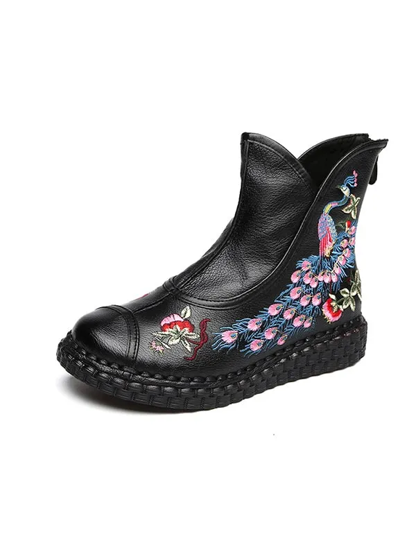 Handmade Leather Ethnic Style Embroidery Boots