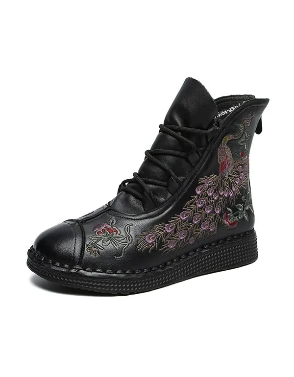 Handmade Leather Ethnic Style Embroidery Boots