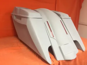 Harley Davidson 2014 - 2023  5" Fifty Five Extended Stretched Saddlebag Fender Kit Dual Cut Outs 6.5" Speaker Lids