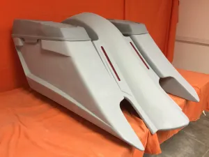 Harley Davidson 6" Trendsetter Extended Saddlebag LED Fender Kit - Dual Cut Outs Dual 6x9" Speaker Lids
