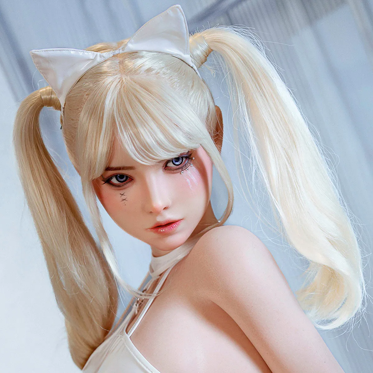 [HEAD-SY-M39#-NATURAL-SILICONE-BROWN-M16-IMPALNTED HAIR-MOVABLE JAW]