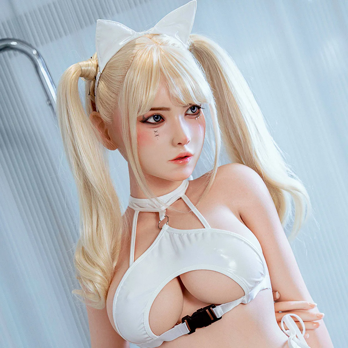 [HEAD-SY-M39#-NATURAL-SILICONE-BROWN-M16-IMPALNTED HAIR-MOVABLE JAW]
