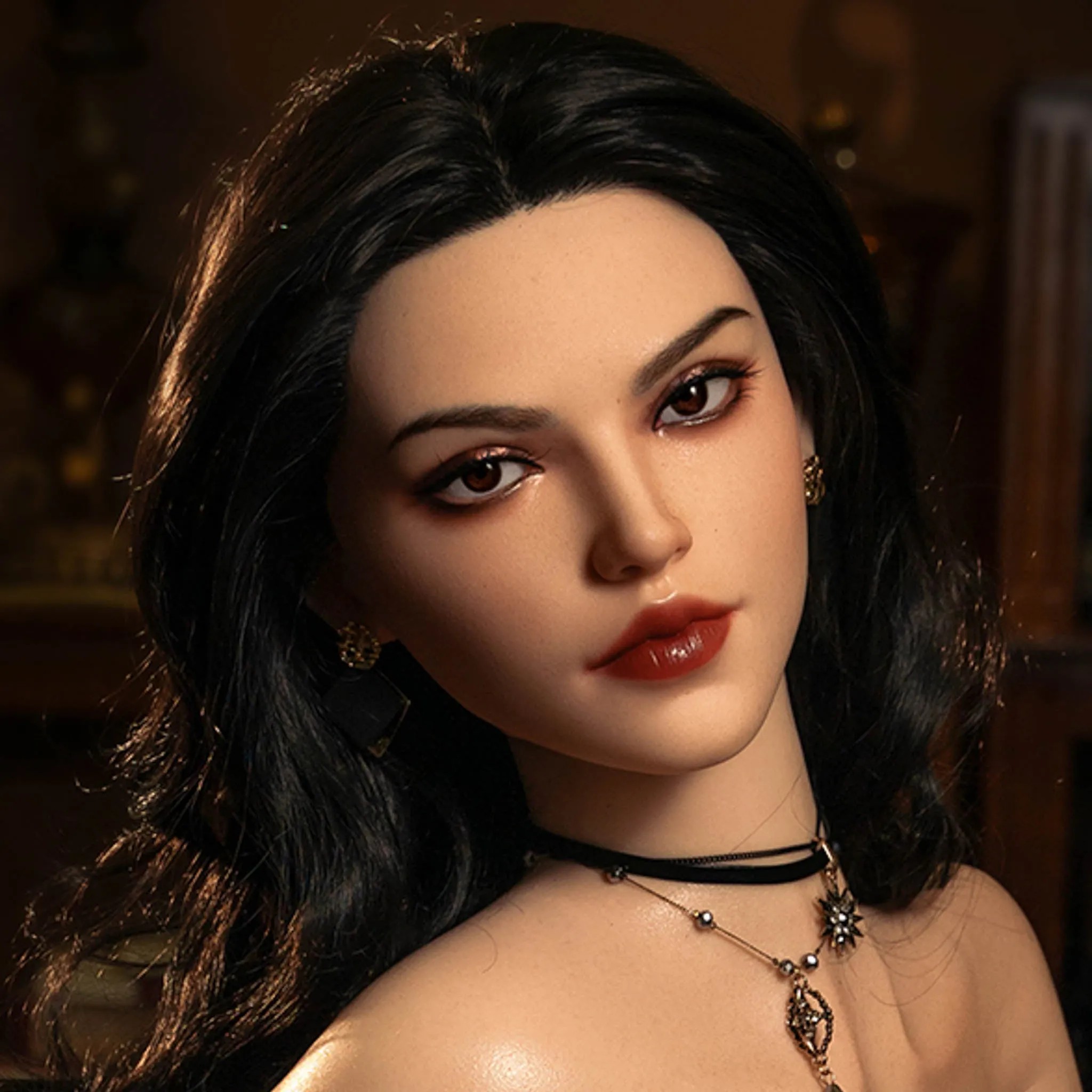 [HEAD-SY-#S16-NATURAL-SILICONE-BROWN-M16-IMPLANTED HAIR]