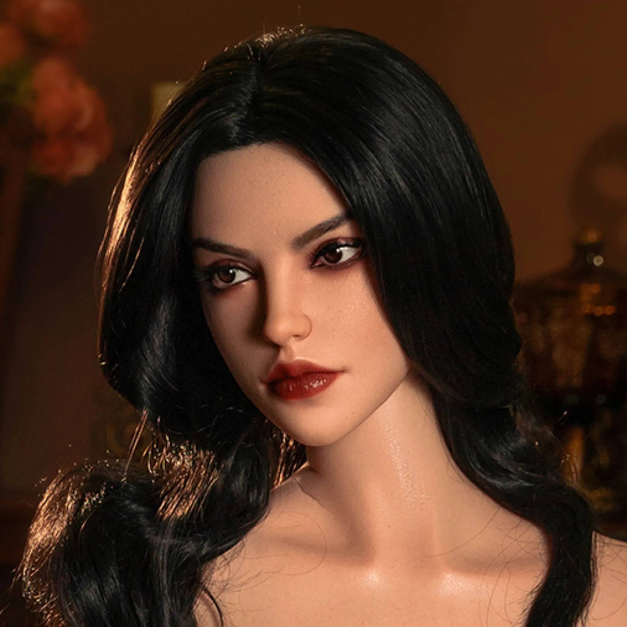 [HEAD-SY-#S16-NATURAL-SILICONE-BROWN-M16-IMPLANTED HAIR]