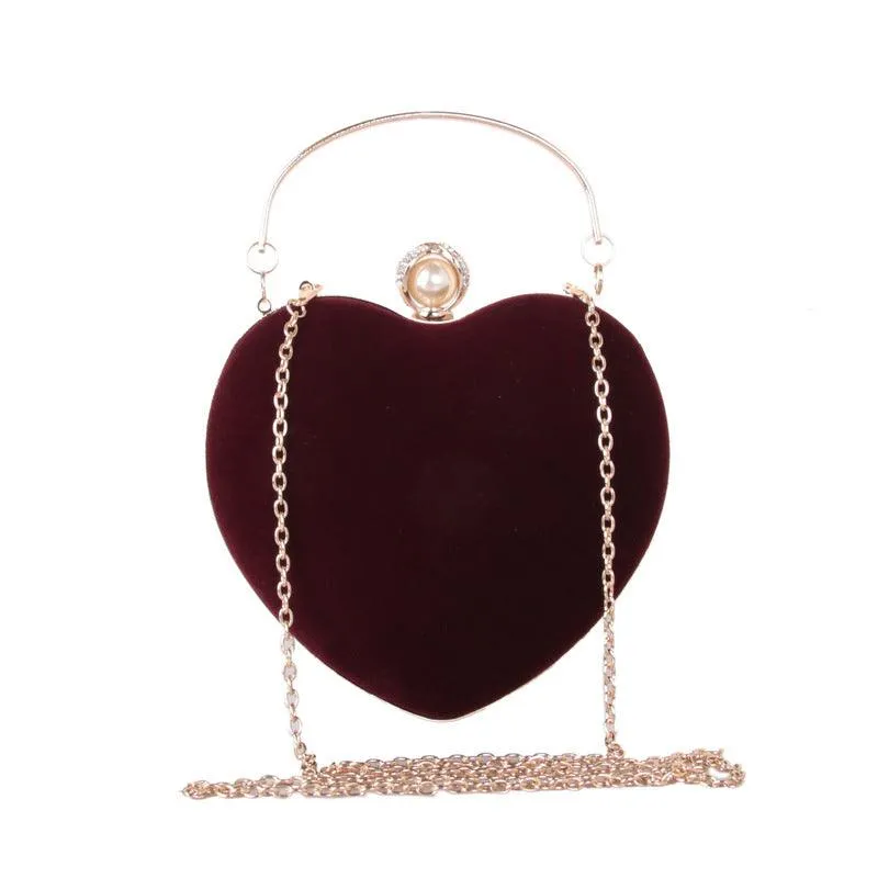Heart-shaped Dinner Bag With Diamond Pearls