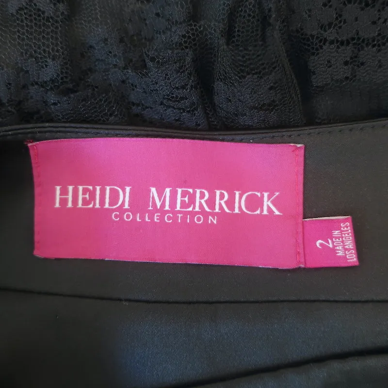 Heidi Merrick Tiered Lace Maxi Skirt Black Satin Size 2