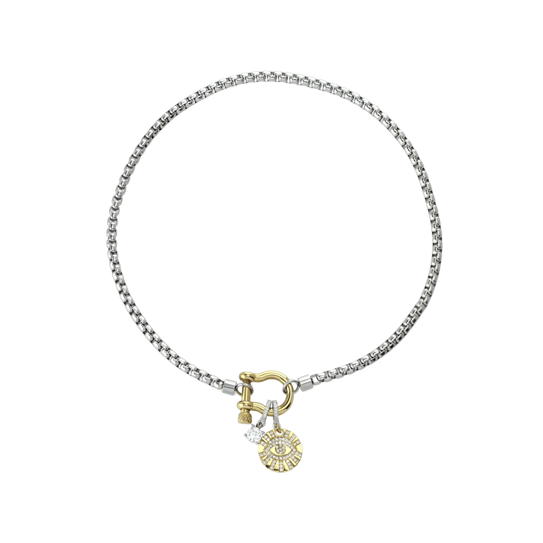 HERRADURA CLIP ON EVIL EYE NECKLACE SET