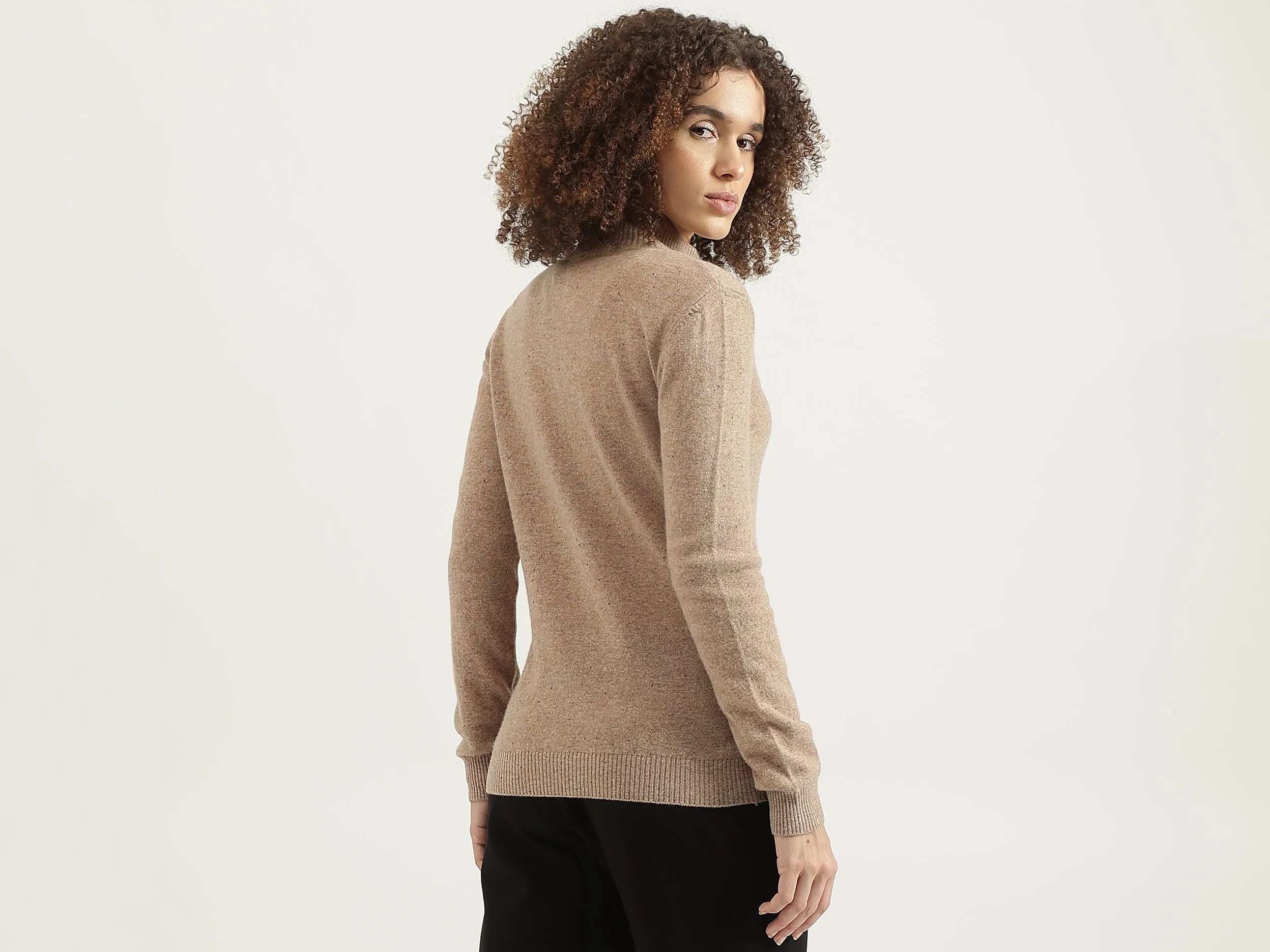 High Neck Solid Cardigan Sweater