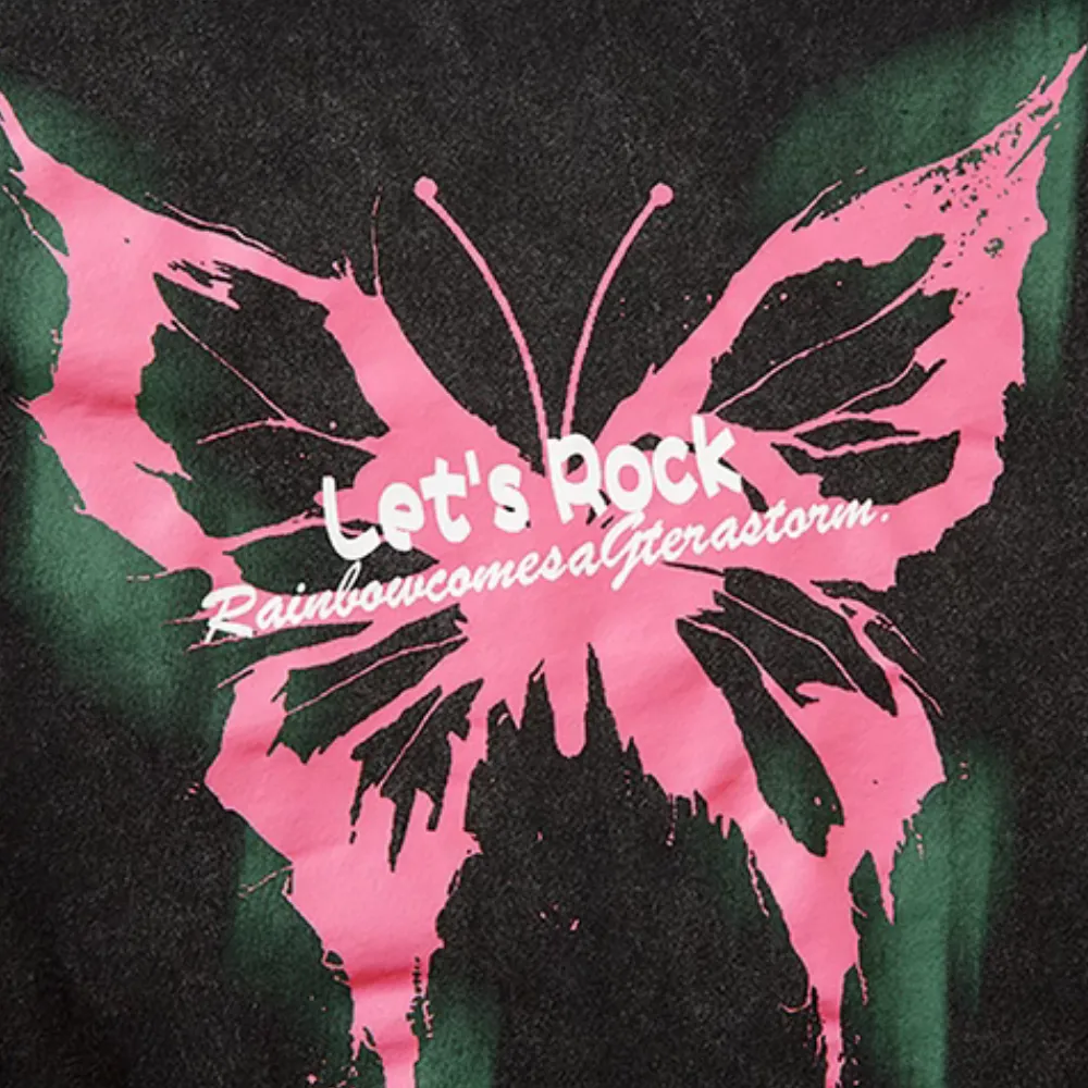 High Street Butterfly Print Washed T-shirt