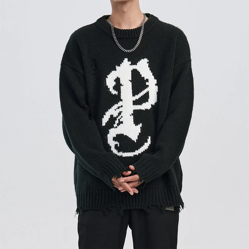 High Street Pattern Distressed Sweater