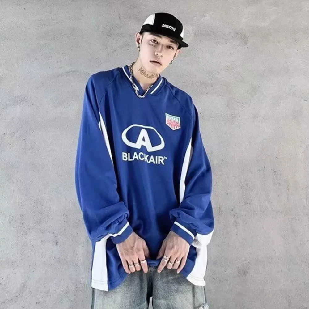 High Street V-Neck Patchwork Sweatshirt