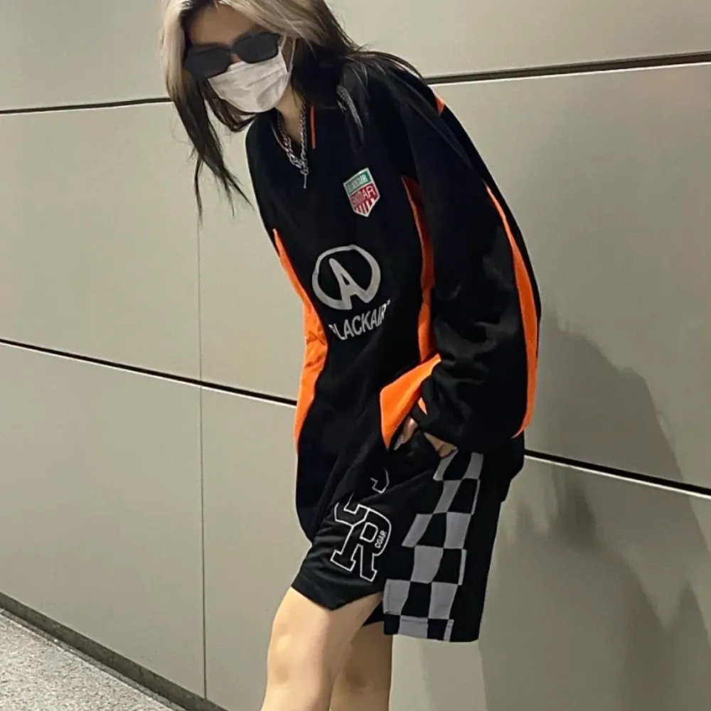 High Street V-Neck Patchwork Sweatshirt