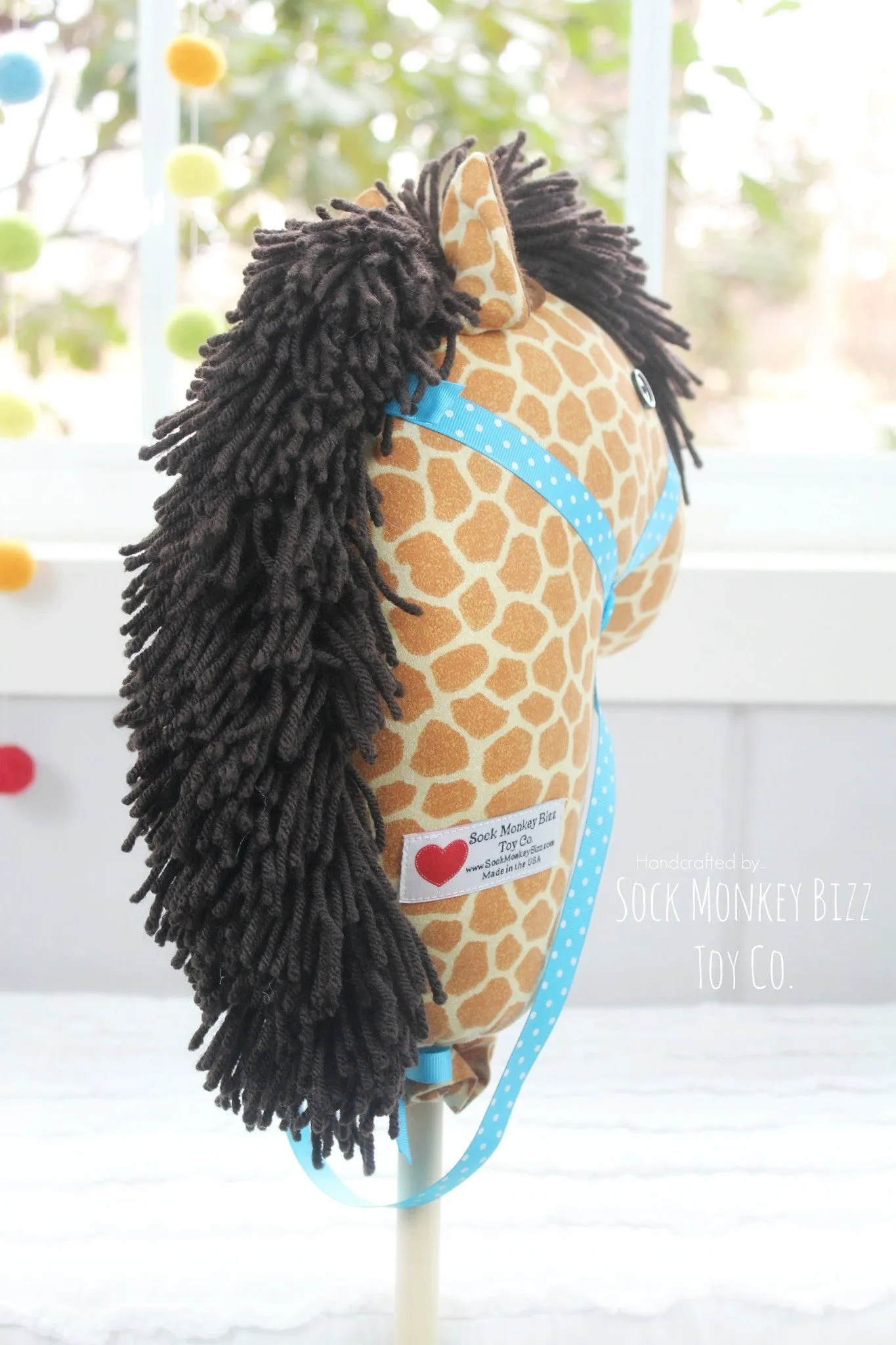 Hobby Horse, Giraffe Print Child's Stick Horse