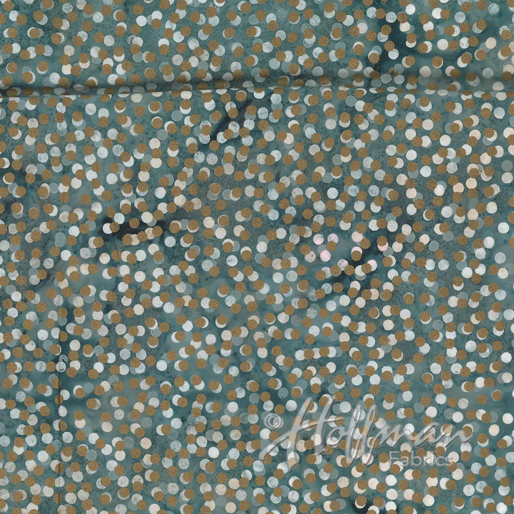 Hoffman Fabrics Precious Metals Grey Gold Metallic Batik Fabric P2061-622G-Cool-Grey-Gold