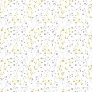 Hoffman Fabrics Sparkle and Fade Flowers Cotton Fabric Q4469-3M-White-Metallic