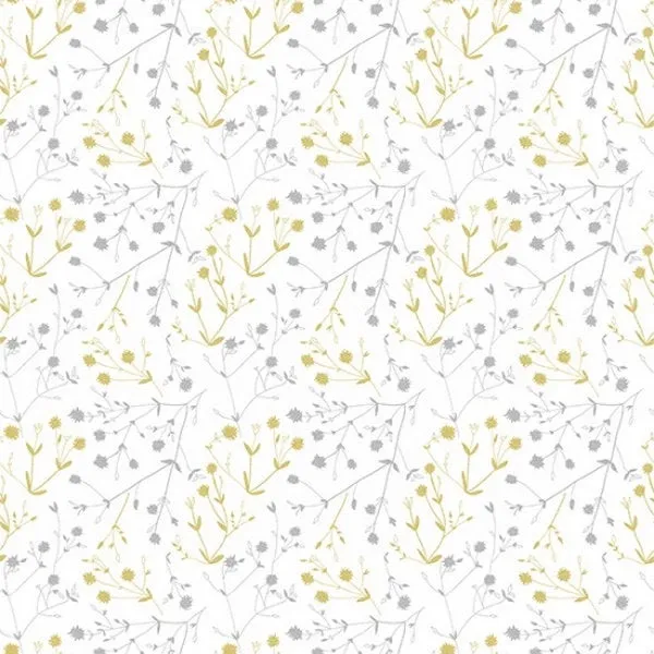 Hoffman Fabrics Sparkle and Fade Flowers Cotton Fabric Q4469-3M-White-Metallic