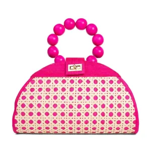 Hot Pink Woven Rattan Handbag Handcrafted