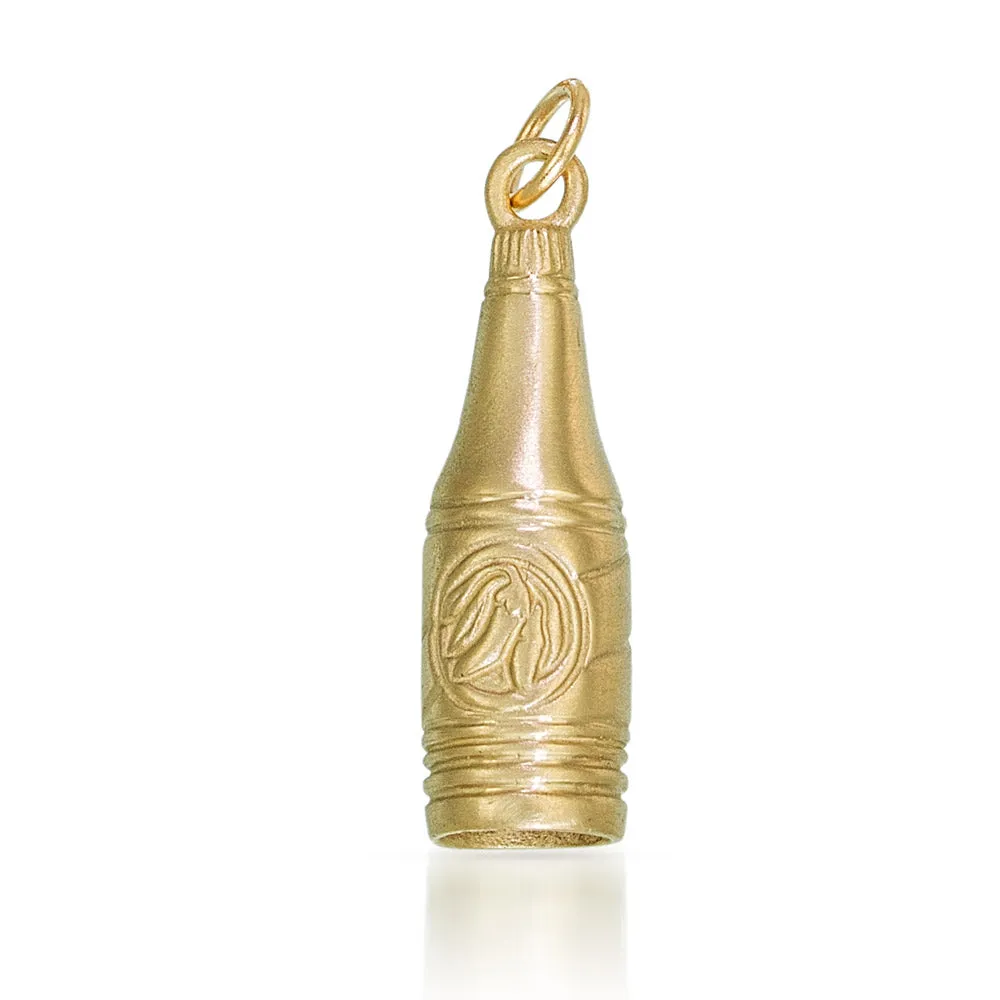 Hot Sauce Bottle Charm in Gold