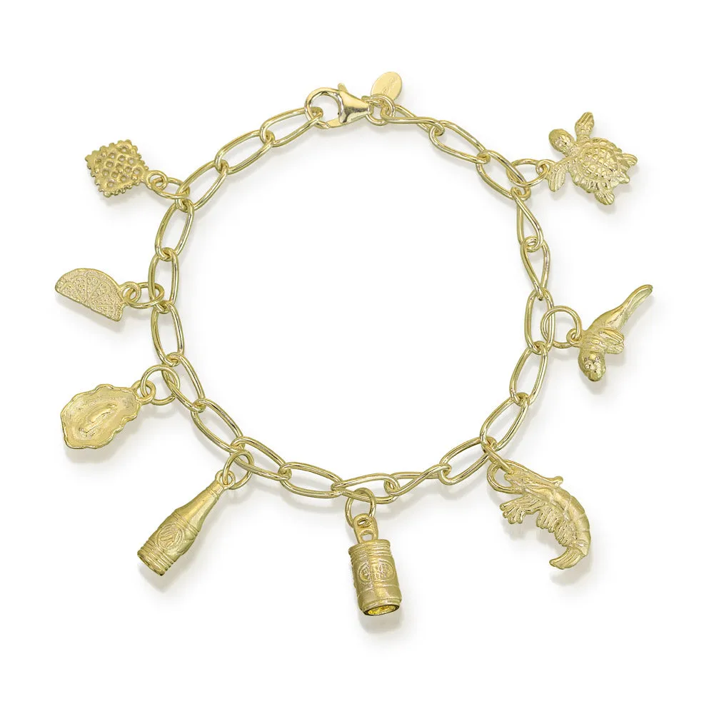 Hot Sauce Bottle Charm in Gold
