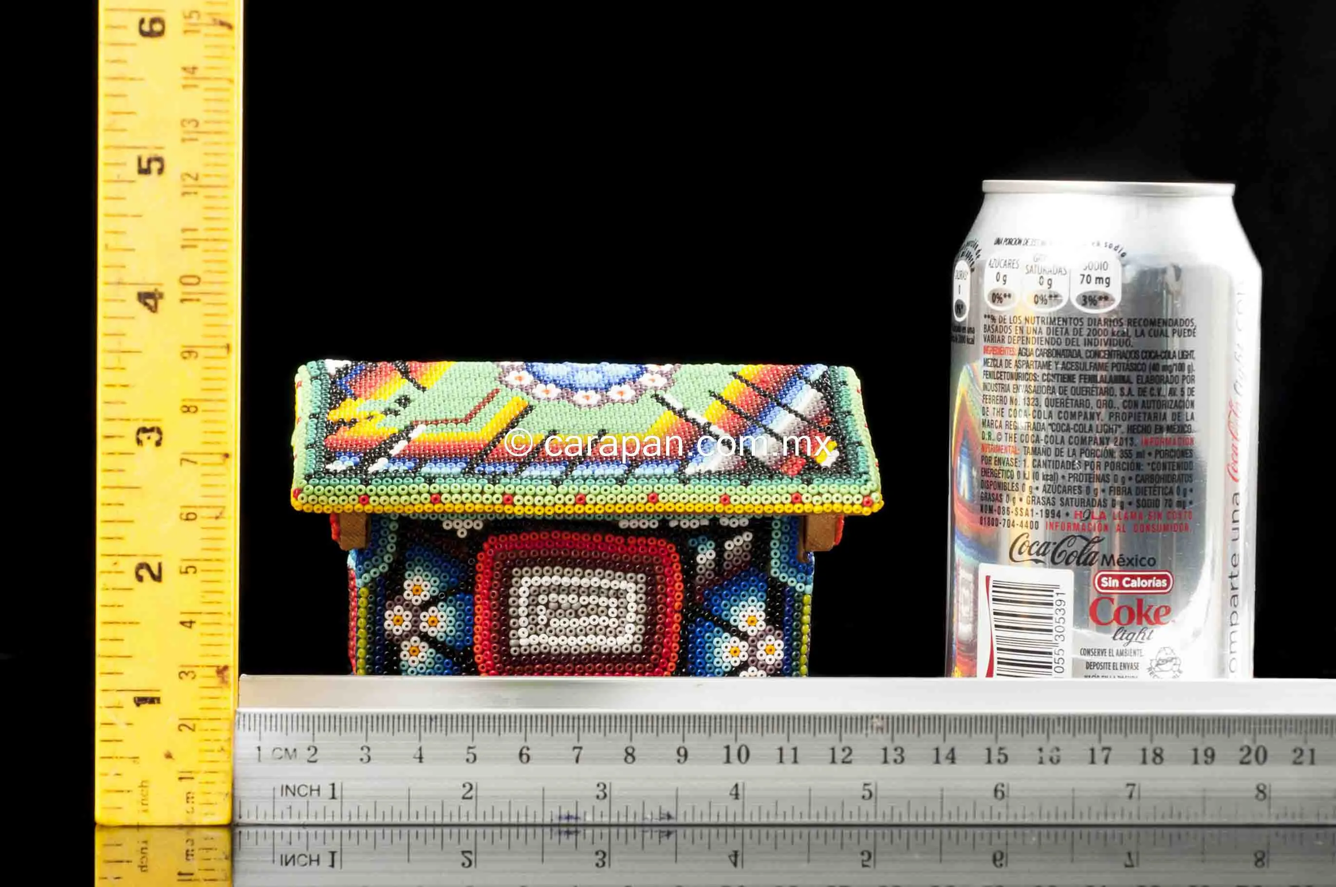 Huichol Beaded Folk Art Box Decorated With Eagle & Sacred Symbols