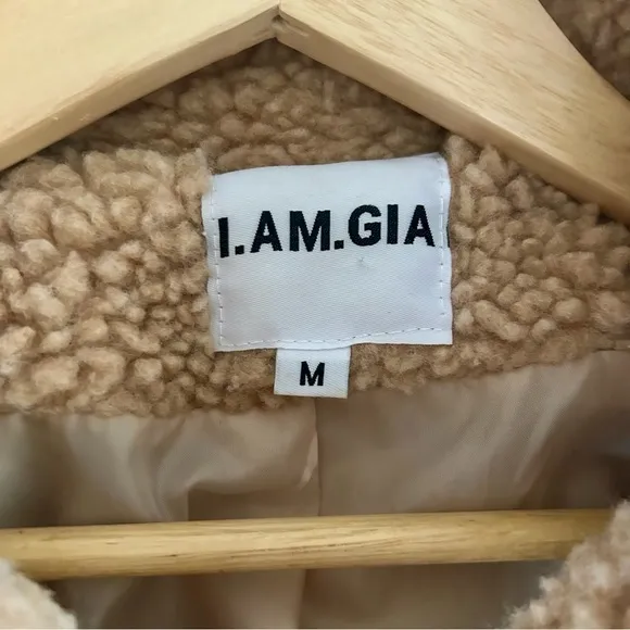 I. AM. GIA. Pixie Pile Fleece Teddy Coat in Caramel sz M