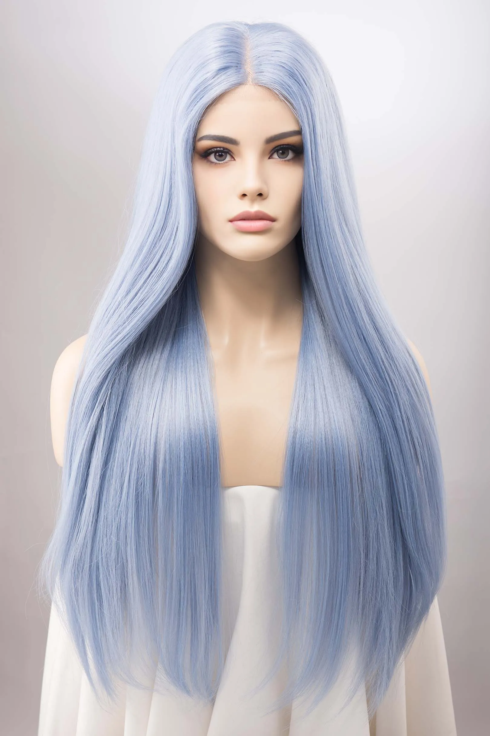 Icy Sky Blue Straight Lace Front Synthetic Wig Safaina