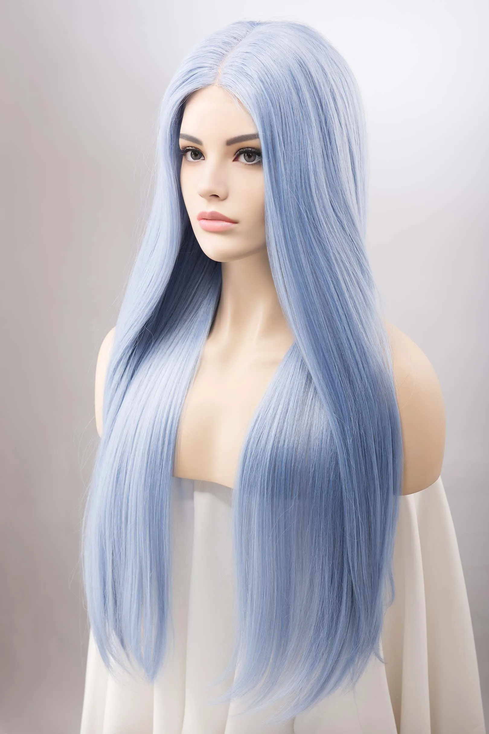 Icy Sky Blue Straight Lace Front Synthetic Wig Safaina