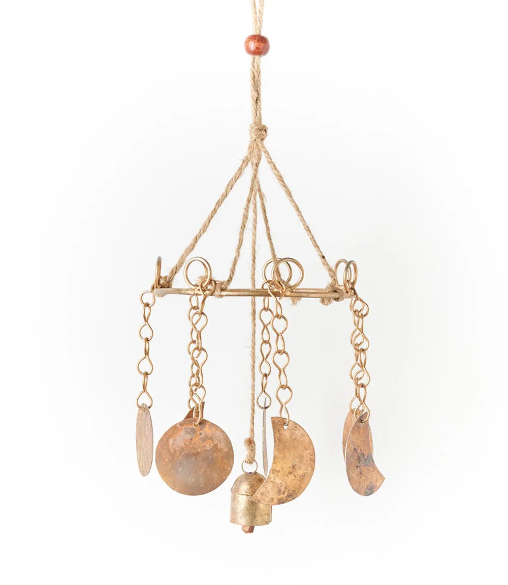 Indukala Moon Phase Mobile Wind Chime with Bell