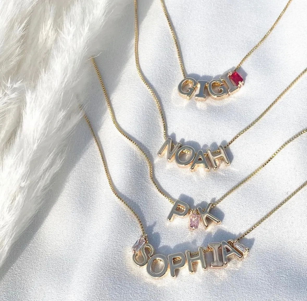 Initial Bar Necklace Chain