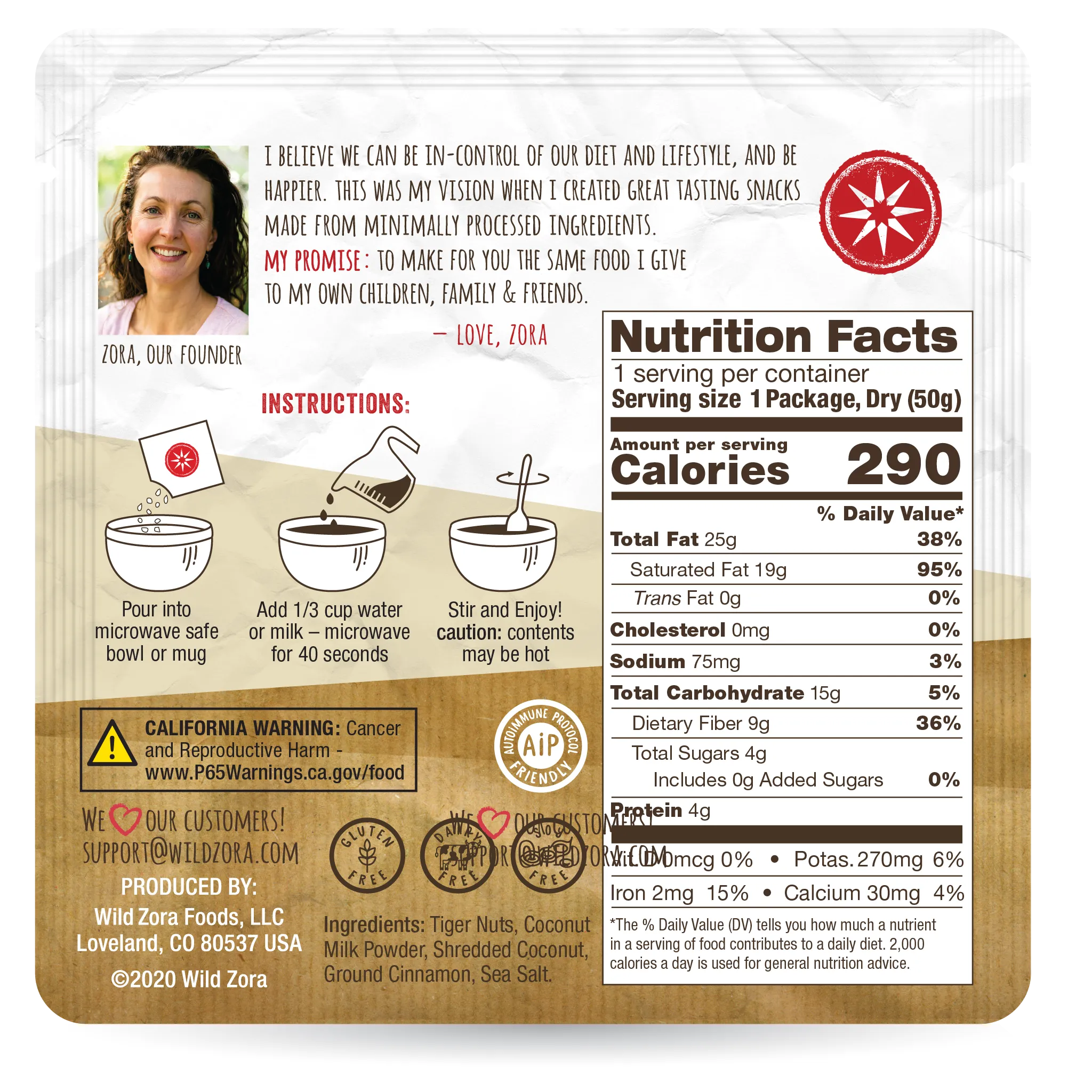 Instant Cereal - AIP Classic with Tiger Nuts, Coconut & Cinnamon 10-Pack