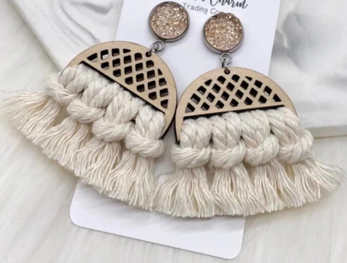 Ivory Macrame Earrings