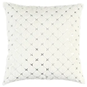 Ivory Silver Metallic Diamond Pattern Throw Pillow