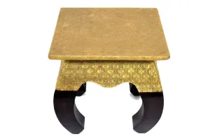Jaipur Black Wooden and Brass Stool