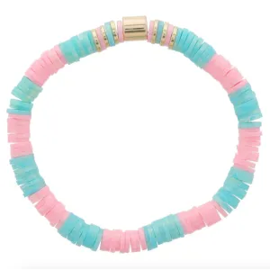 Jane Marie Iridescent Rubber Sequins with Gold Bead Accents-Turquoise, Light Pink