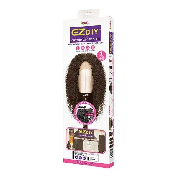 Janet Customized 4x4 Temple Lace Closure & 3 Pcs Bundle Hair Wig Kit - EZ DIY BOHEMIAN