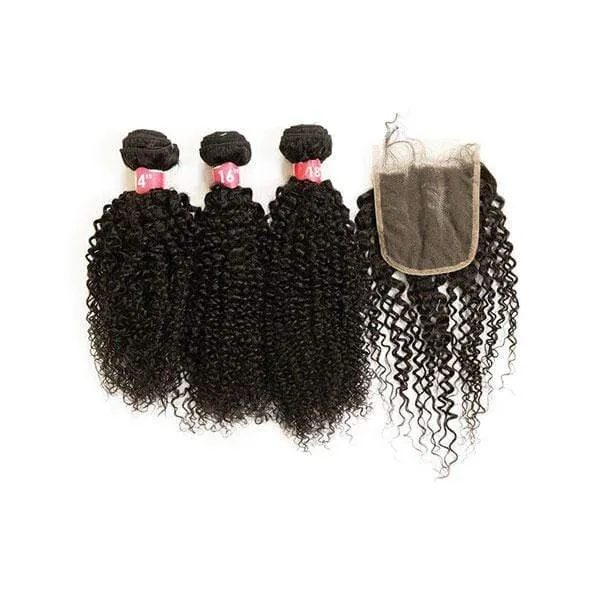 Janet Customized 4x4 Temple Lace Closure & 3 Pcs Bundle Hair Wig Kit - EZ DIY BOHEMIAN