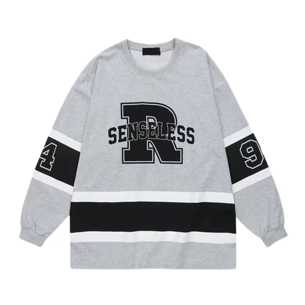 Japanese Street Letter R Splicing Sweatshirt