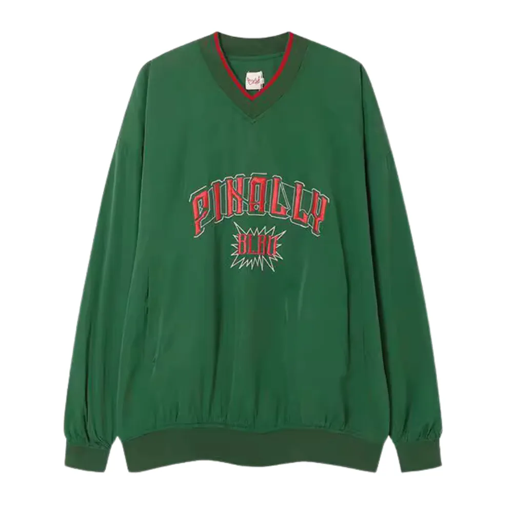 Jersey Letter Embroidery V-neck Sweatshirt