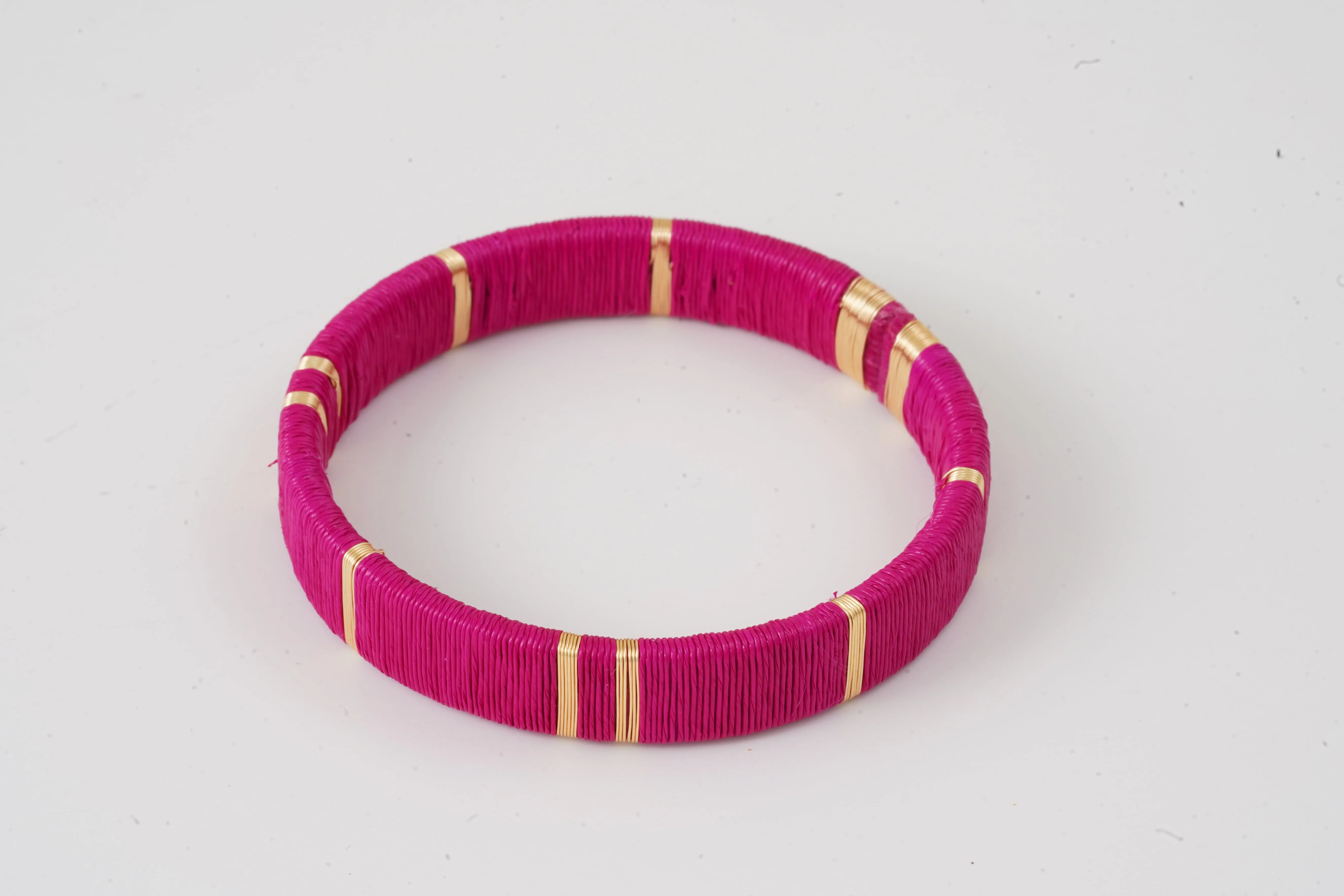 Juaca Cuff - 24KGP Bronze   Pink Werregue Palm Fiber