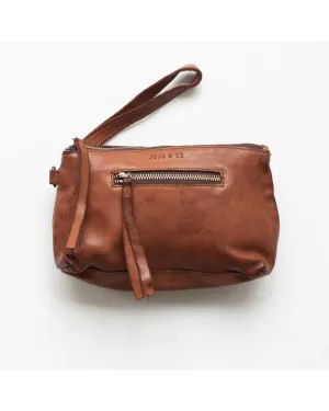 JUJU & CO  Small Leather Essential Pouch - Cognac