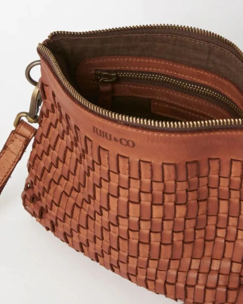 JUJU & CO Woven Pouch Bag - Cognac
