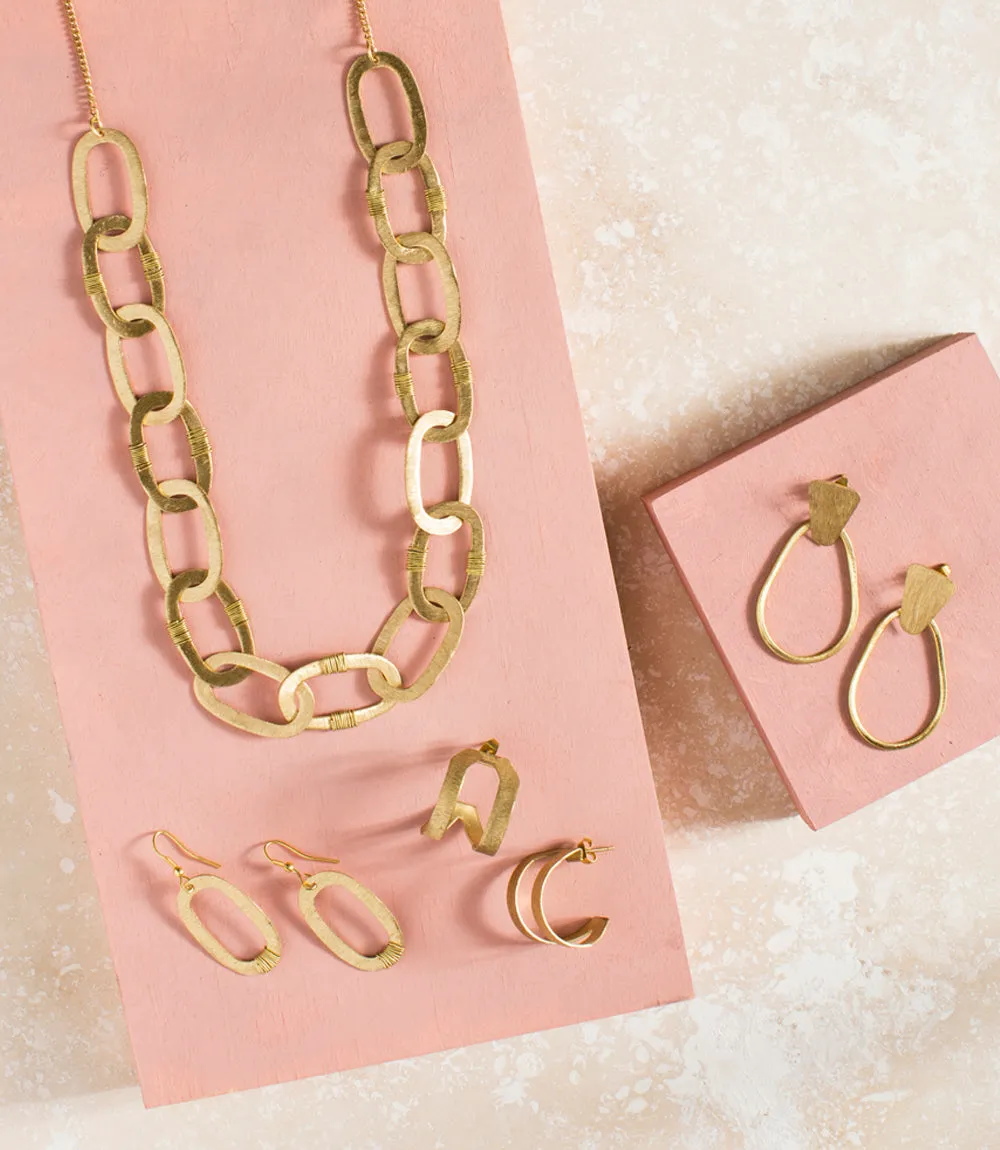 Kaia Gold Wire Wrapped Link Necklace