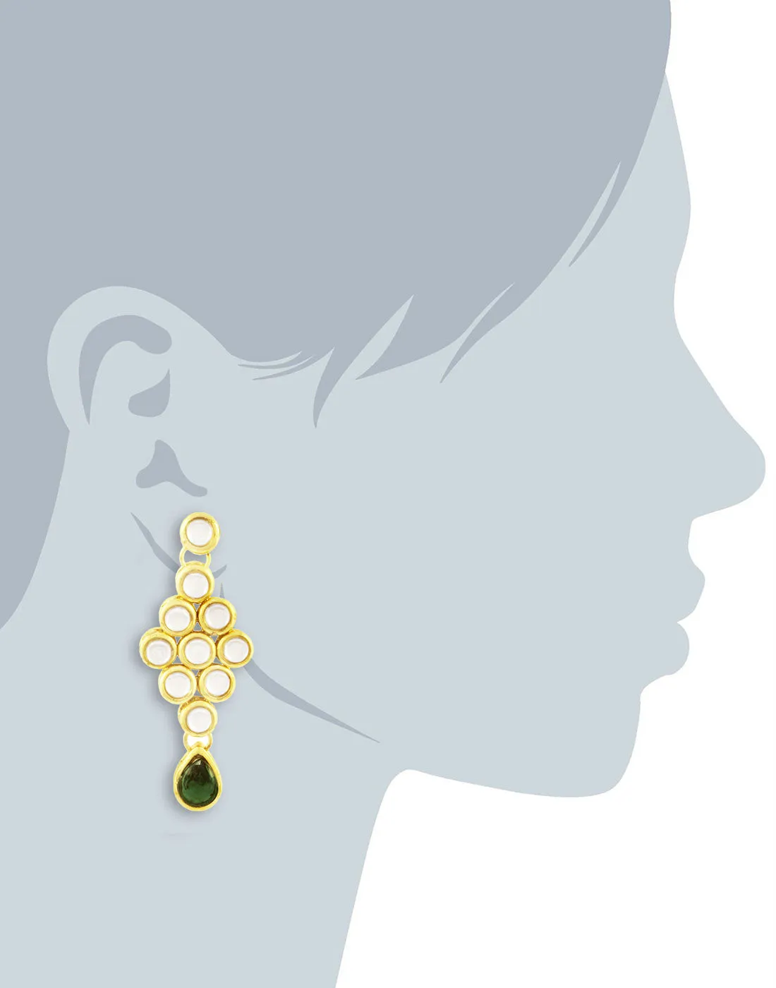 Karatcart 22K GoldPlated Kundan Layered Green Drop Ethnic Rani Haar Necklace Set