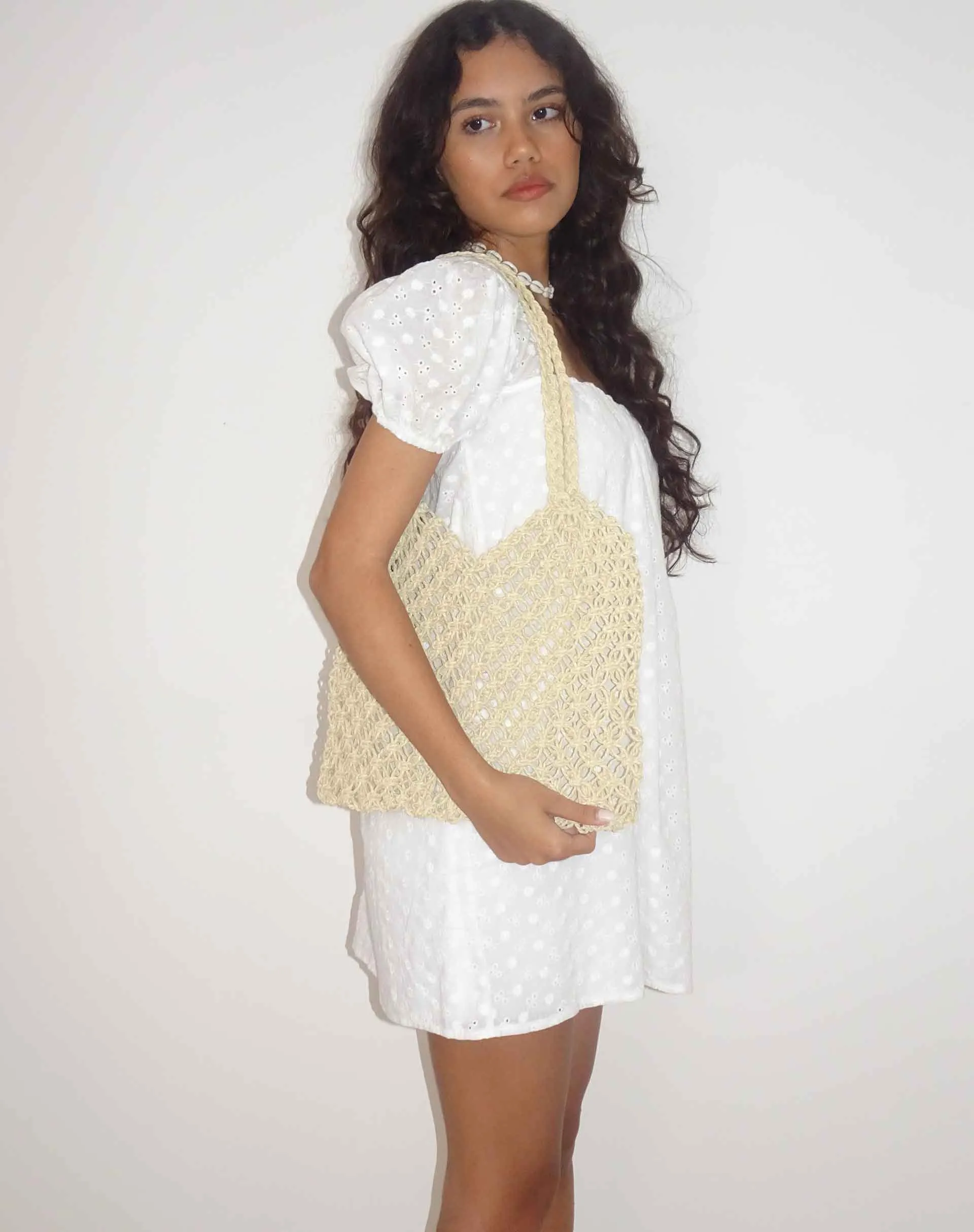 Karnavi Macrame Bag in Ivory