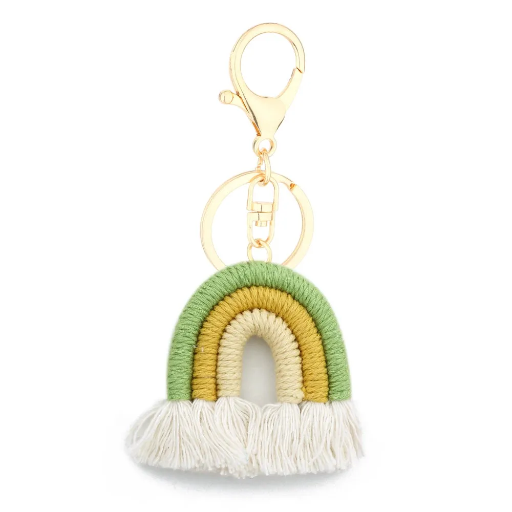 Kawaii 5cm Rainbow Tassel Keychains 🌈✨ | Cute Macrame Car Keyring & Bag Charm for Women 💖💼